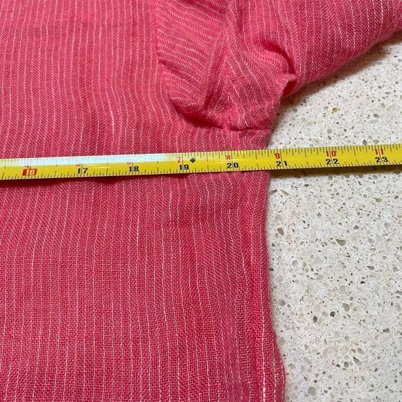 Eileen Fisher Linen Popover Top Womens Size Small Coral Pink Striped - Picture 11 of 12